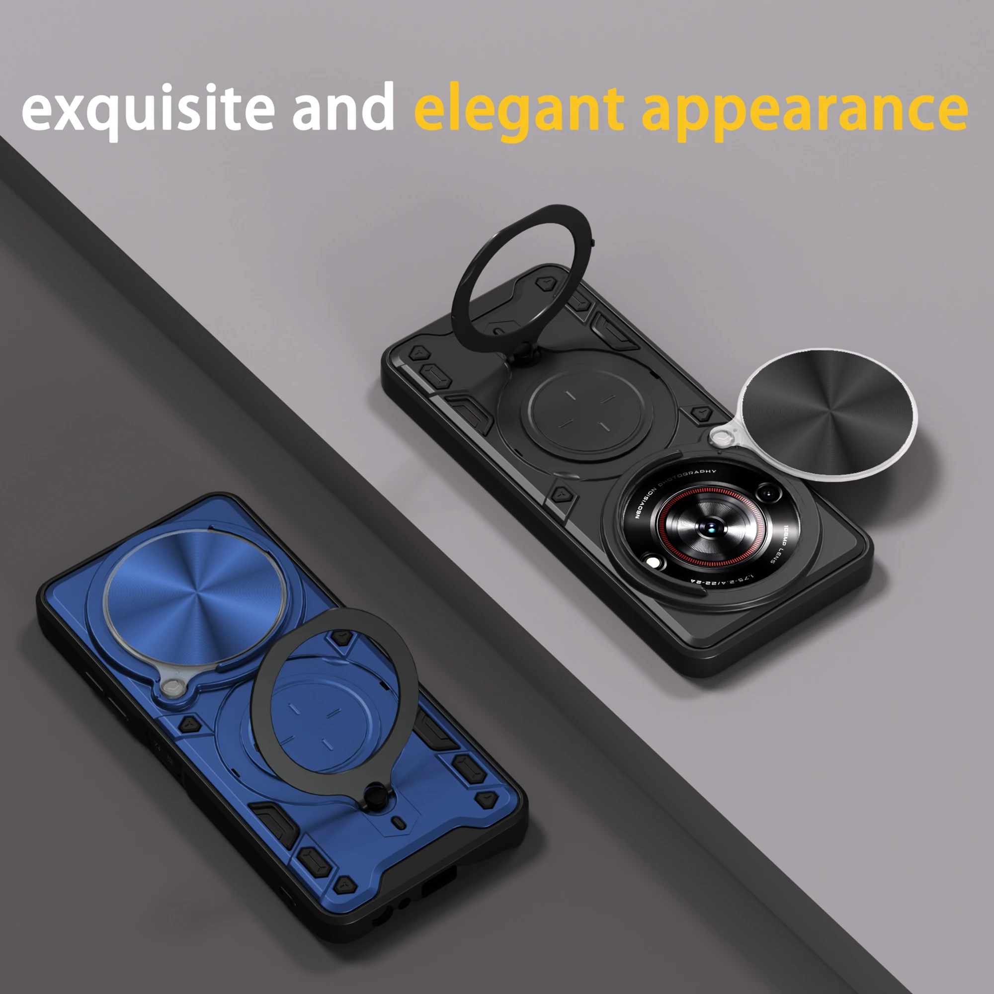 Magnetic Ring Stand Case with Slide Camera Protection Cover