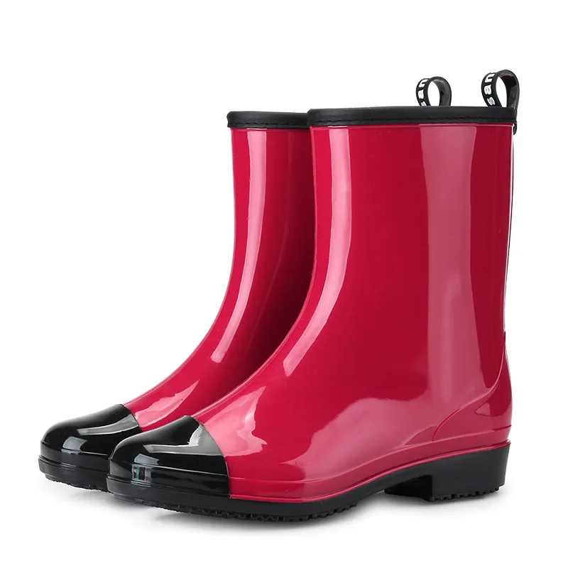 

36-41 Womens Rain Boots Waterproof Female Spring Autumn PVC Slip-on Non-slip Wear Resistance Wash The Car Ladies Shoes Hw26