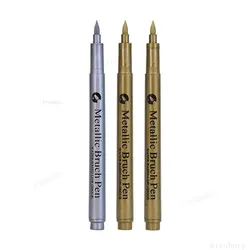 Metallic Gold and White Waterproof Permanent Paint Marker (Mix-3pcs E)