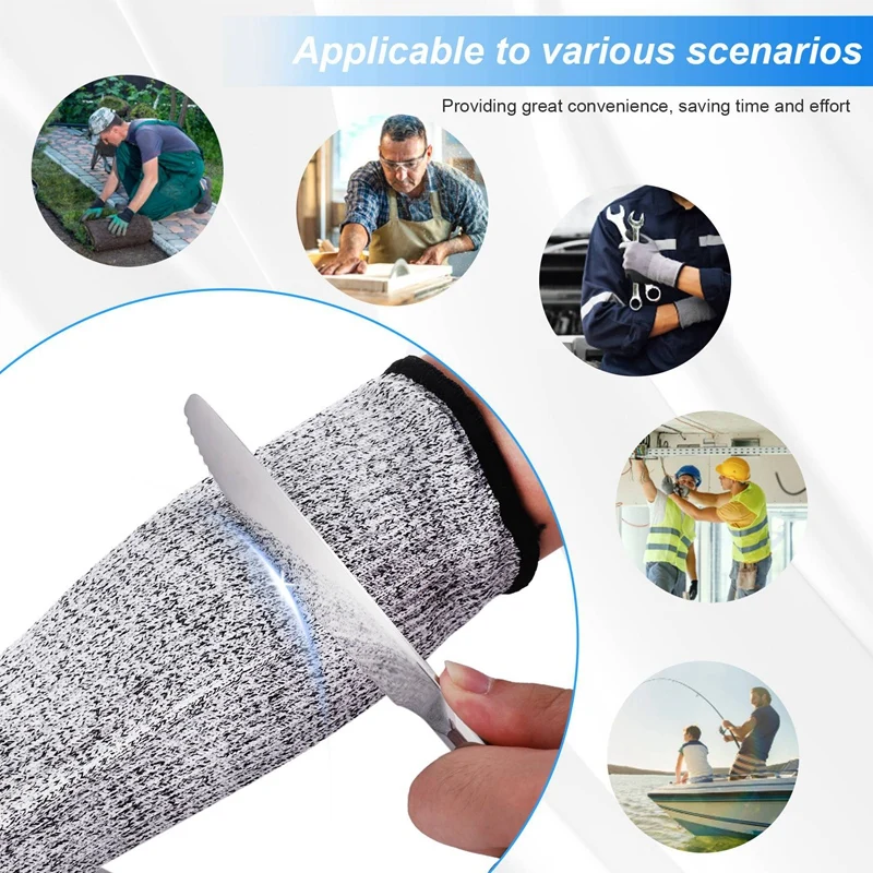 2 Pairs Cut Resistant Sleeves Protective Arm Sleeves Safety Arms Protection With Thumb Hole,Garden Kitchen-A021