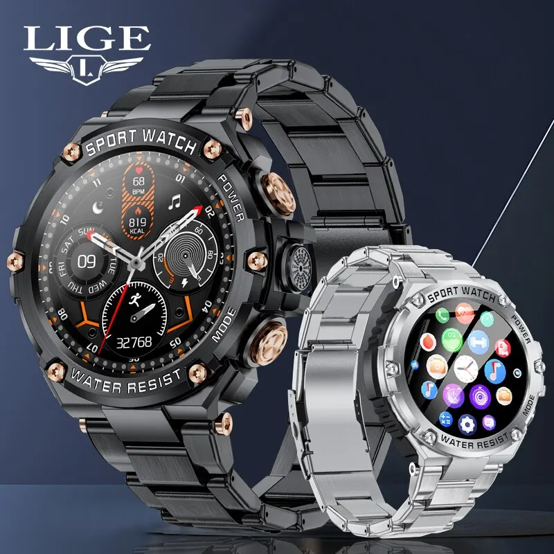 LIGE2023SmartWatchMen800mAhBatteryHeartRateBloodOxygenWatch