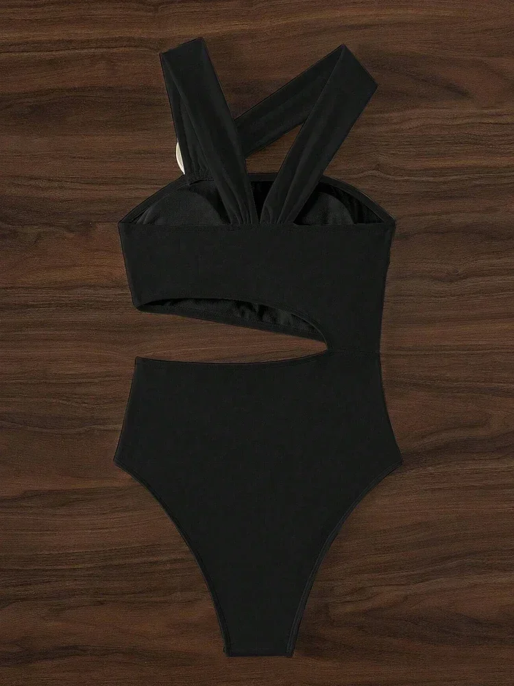 3D Flower One-shoulder Swimwear Women Sexy Push UP Hollow One Piece Swimsuit Monokini Summer Beach