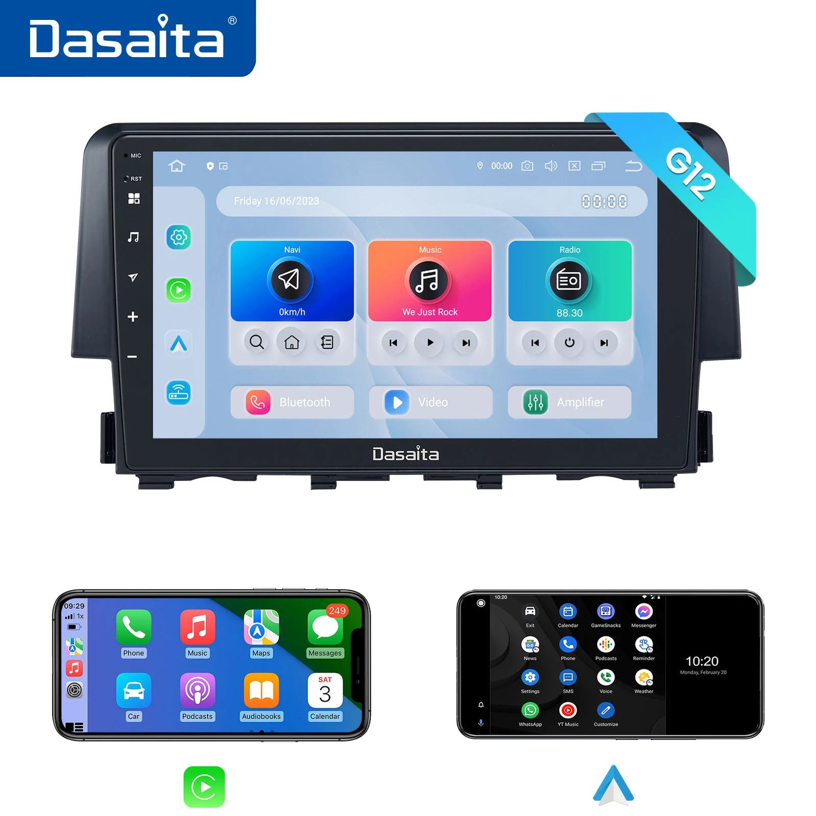 

Dasaita for Honda Civic/SI/Type R 2015 2016 2017 2018 2019 2020 2022 Qualcomm 665 10.2" Carplay Android Auto Car Radio Stereo