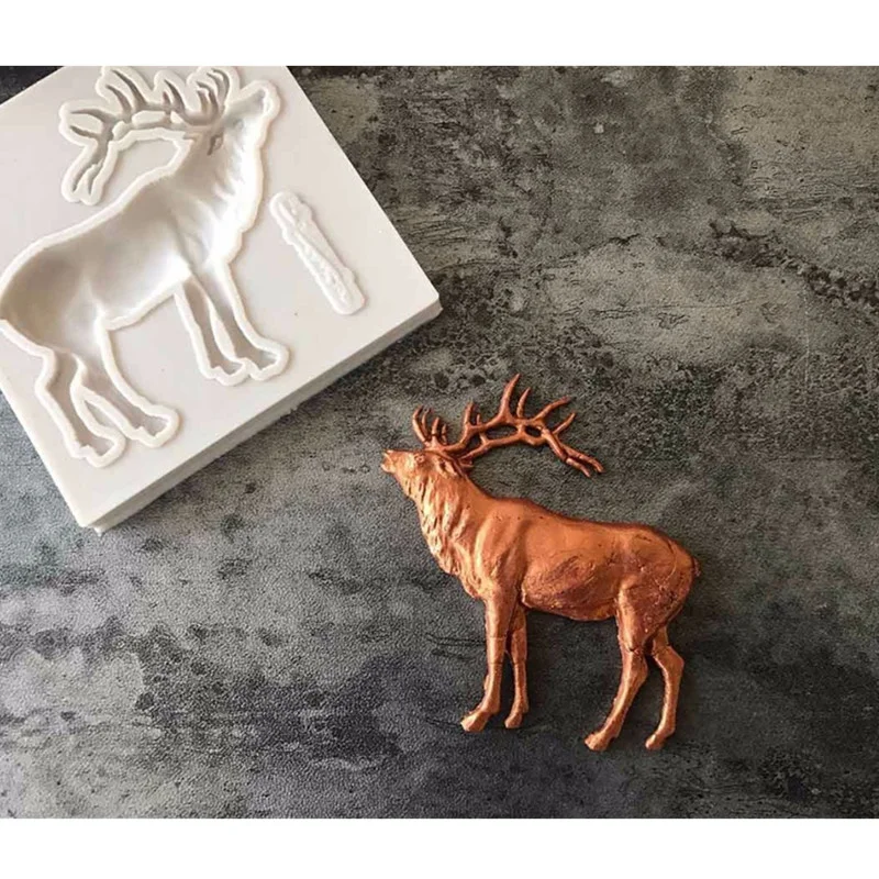 Christmas Elk Silicone Mold Fondant Mold Chocolate Cake Decorating Tools Clay Gumpaste Mold DIY Animal Deer Molding Mold 3d silicone mould 6 cavity soap mold making cake mold lotion bars chocolate molds moon cake form moulds diy baking tools m