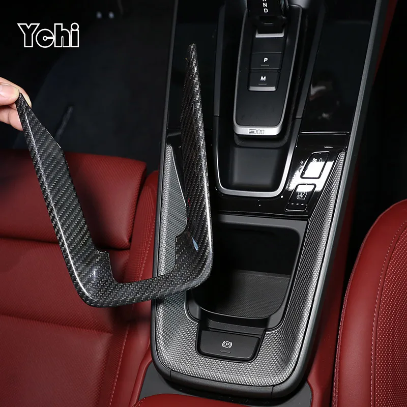 Per Porsche 911 2019-2021 Real Carbon Fiber Car Central Control Panel Storage Frame Sticker Accessori Interni Per Auto
