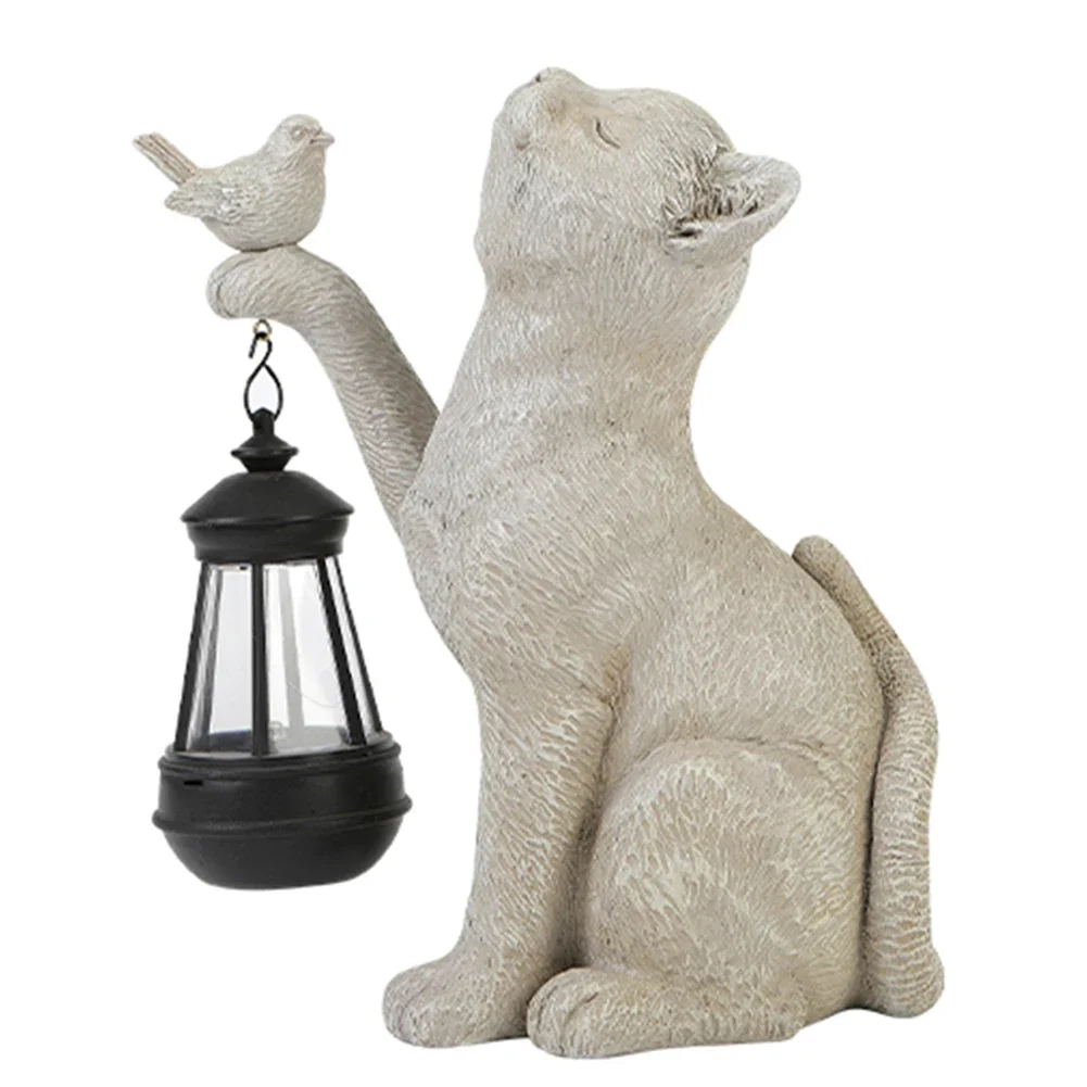 Kat zonne-lantaarn, zonne-kat tuin licht, kat tuin lantaarn, zonne-aangedreven kat beeldje, kat lantaarn tuin decor, outdoor kat zonne-licht, kat zonne-pad licht