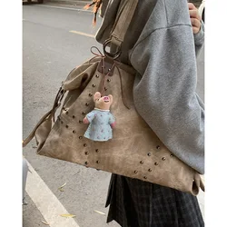 Vintage - Inspired Large Capacity Tote Bag: Trendy, Durable, and Versatile (Khaki)