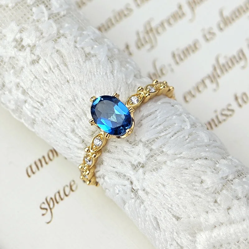 LAMOON Natural Topaz Rings For Women Gemstone Ring Blue Topaz 925 Sterling Silver K Gold Plated Wedding Engagement RI178 silver ring,wedding rings,silver rings,gold plated rings,gemstone ring,gold plated silver ring,natural stone ring