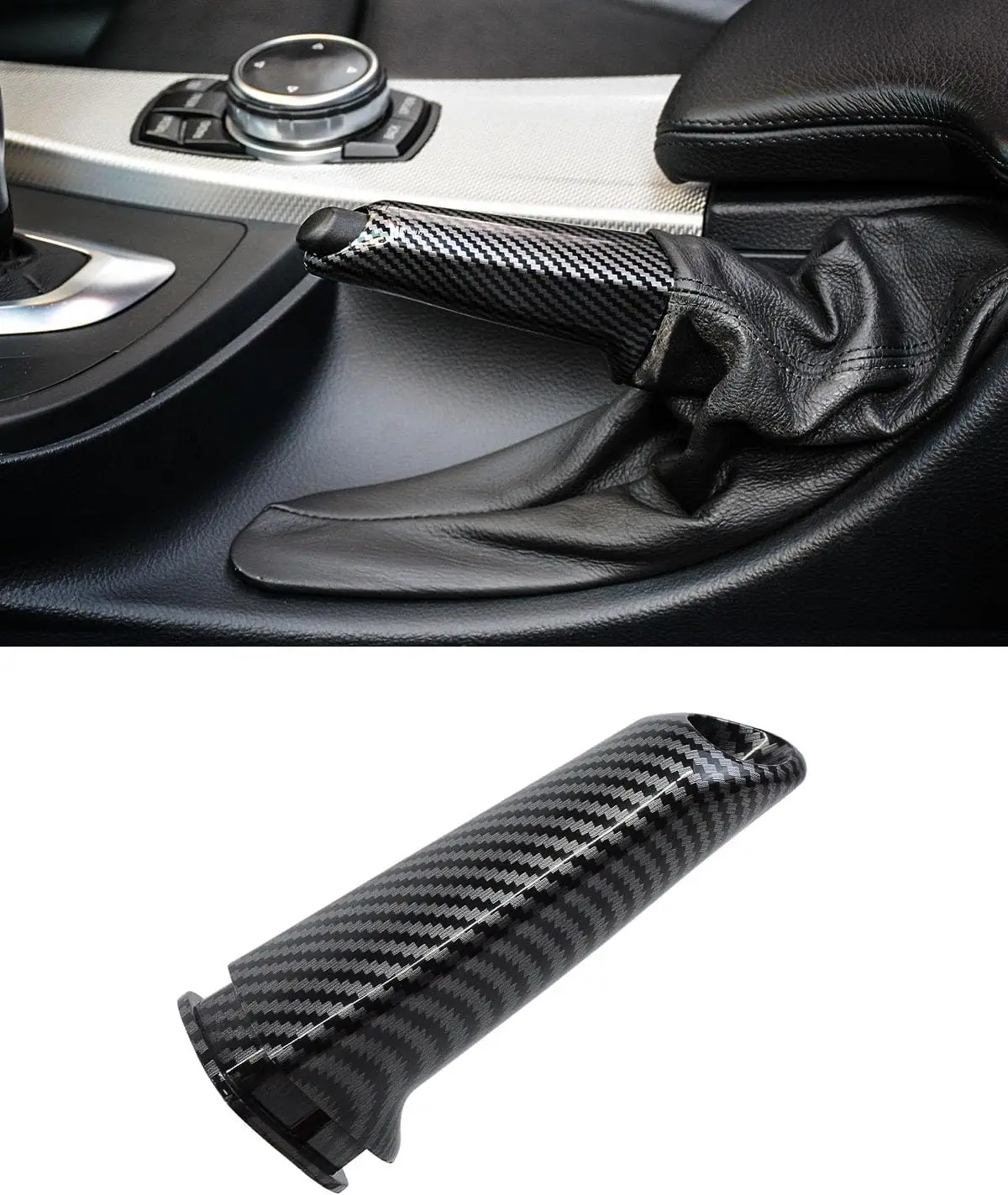carbon fiber Pattern handbrake cover Car Handbrake Cover Grip Handle Lever Compatible For BMW Series 1 3 5，E90 E60 F30 E46 E92