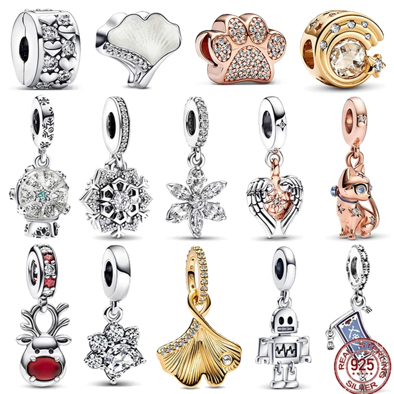 

Exquisite Women's Jewelry 925 Sterling Silver Classic Leaf Heart Pendant Suitable for Original Pandora Bracelet DIY