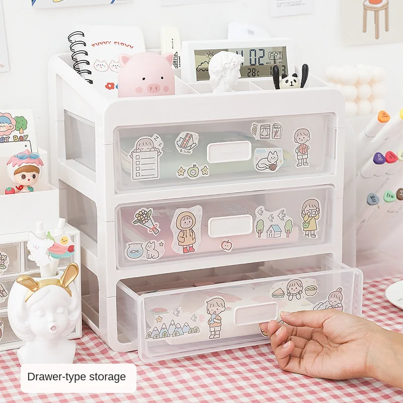 Korean Ins Cute Storage Rack Desktop Sundries Storage Shelf Grid Organizer  Box Stationery Cosmetics Makeup Brushes Pen Holder