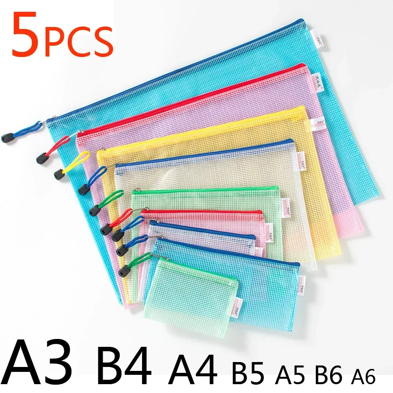 Bolsas De Malla Para Documentos - 12 Piezas 6 Tamaños, Cremallera Impermeable