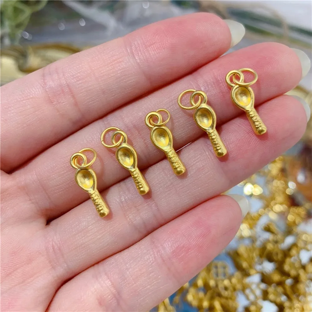 

1PCS Pure 999 24K Yellow Gold Men Women Gift DIY Lucky Small Spoon Pendant 0.29g