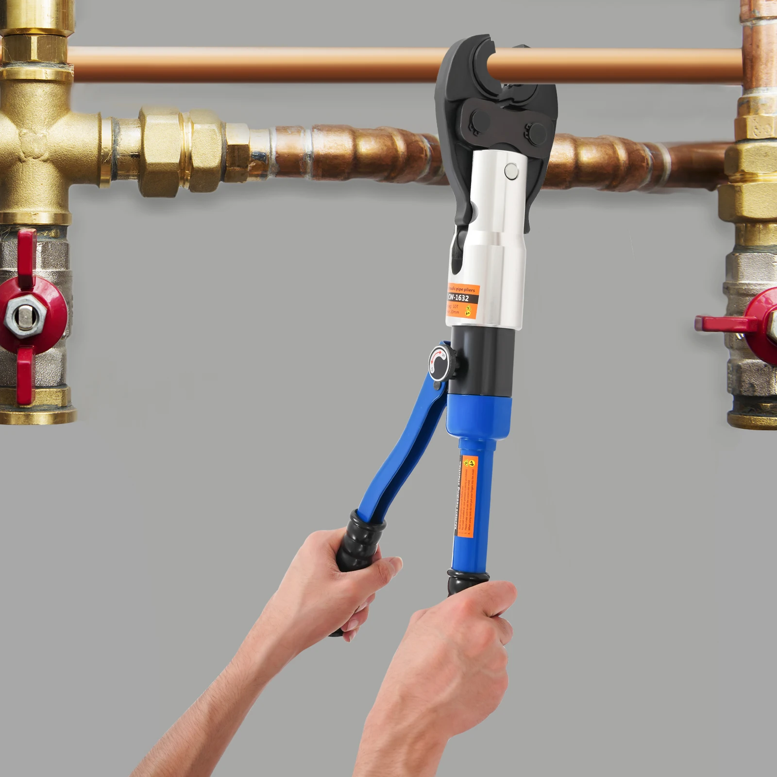 Hydraulic Crimping Plier for Copper Pipes, Hydraulic Crimping Tool with 5 Dies (V12, V15, V18,V22, V28)