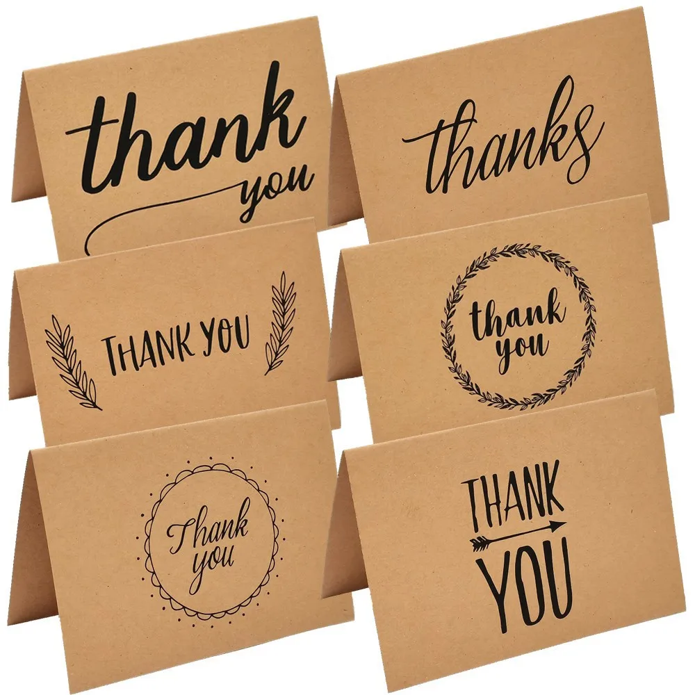 10Pcs pack kraft paper thank you card large 4x6'' for graduation baby shower wedding greeting cards business note cards