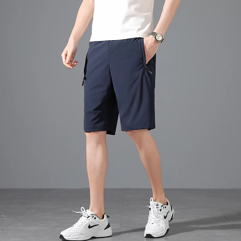New Men'S Summer Versatile Thin Running Ice Silk Sports Shorts Youth Casual Loose Quick Drying And Breathable 5-Point Pants