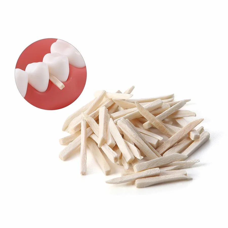 300 Piezas/Juego de Cuñas Dentales Desechables de Madera Contorneadas para Restauración Interdental, Materiales de Odont