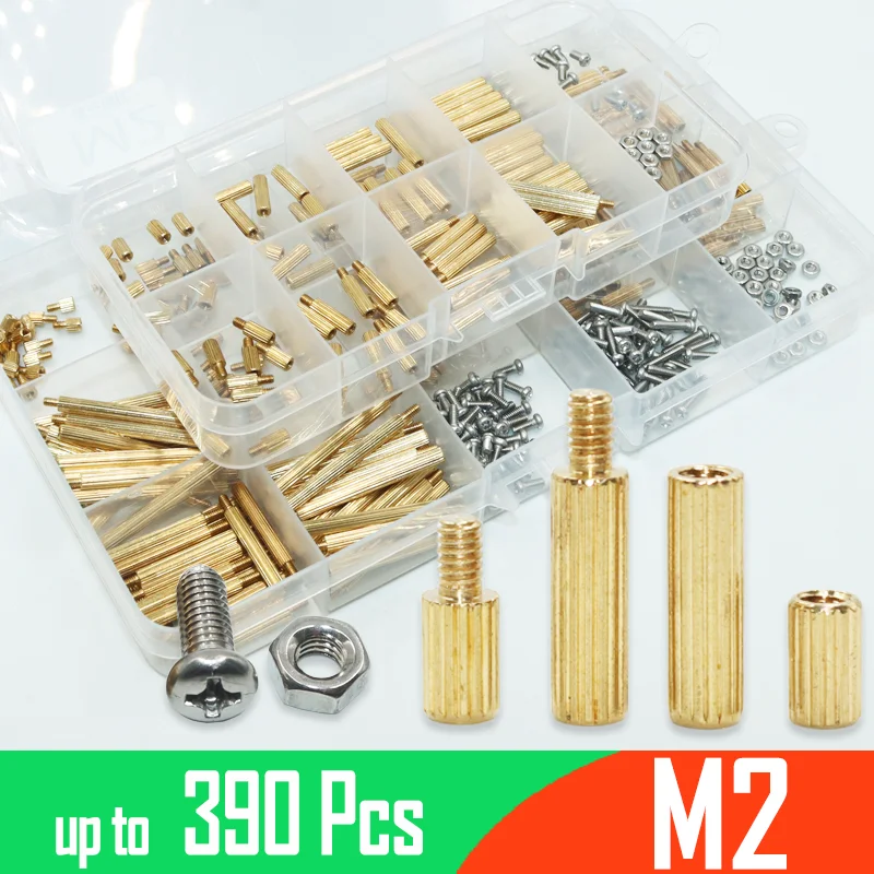 Brass Knurled Round Motherboard Standoffs Screws Nuts Kit M2 Hex Male Female Copper Spacer Pillar for Electronic DIY PCB Circuit