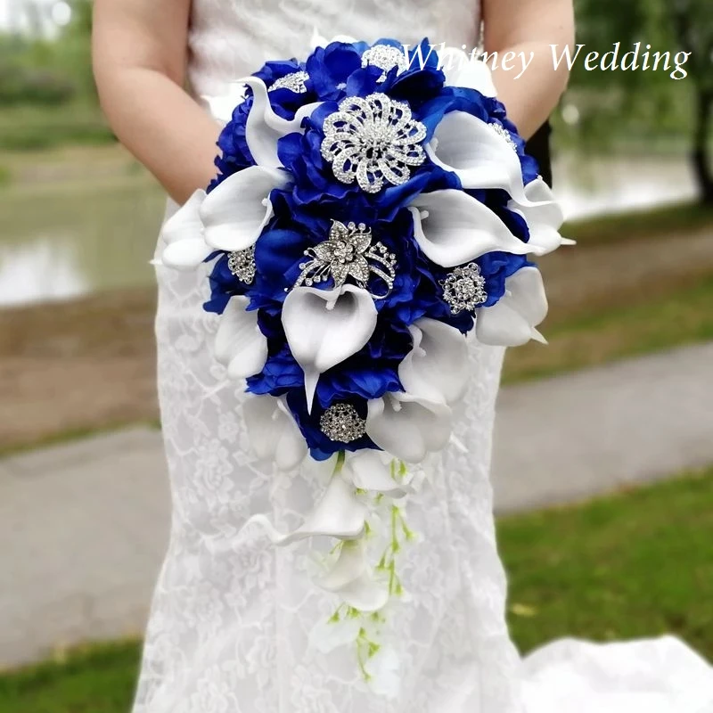 Luxury Waterfall Wedding Bridal Bouquet Pearl Bridesmaid Flower Artificial Decor 