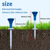 Caiton 5pc 85mm/3.34in Adjustable Plastic Golf Tees, 22mm/0.87in Range, Soft Rubber Head, Durable & Lightweight for Stable Shots 2