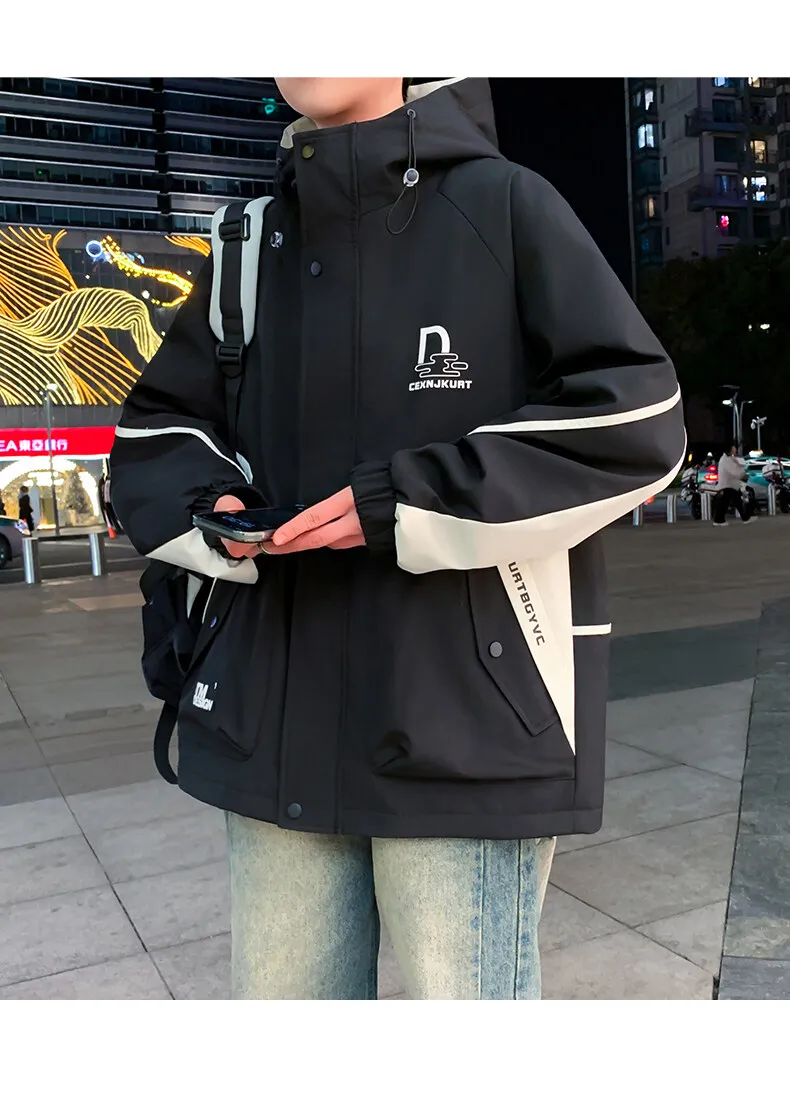 Hochwertige Herren Freizeitjacken mit Kapuze 2026 Frühling Herbst Jugend Streetwear Cargo-Mäntel Outdoor Loose Top Windbreaker Kleidung – Detail 8
