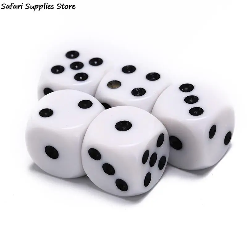 

16mm Drinking Dice Cubes Dice Acrylic White Round Corner Hexahedron Dice Club Party Table Playing Games RPG Dice Set 5Pcs/Lot