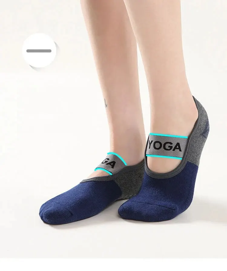 Professional Anti-Slip Yoga Socks Backless Bandage Pilates Socks Fitness Slipper Cotton Sports Socks