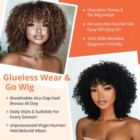 Perruques Bob Courtes Bouclées en Cheveux Humains, Perruques Afro Bouclées avec Frange, Perruques Bob Jerry Bouclées Sans Colle Prêtes à Porter, Perruques Brésiliennes en Cheveux Humains 5