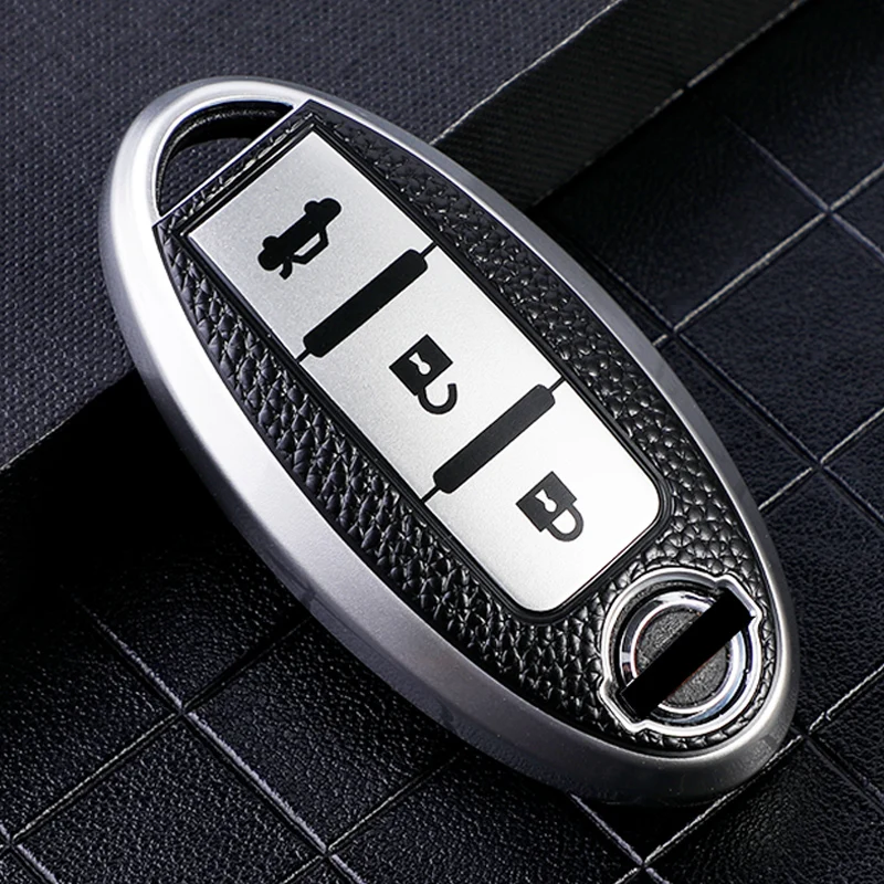 ontto Cover per chiave auto adatta per Nissan Qashqai J11 X-Trail Juke Micra Murano Tiida Maxima Altima Pulsar Flip Key case Key Holder borsa portachiavi accessori 3 pulsanti Rosso