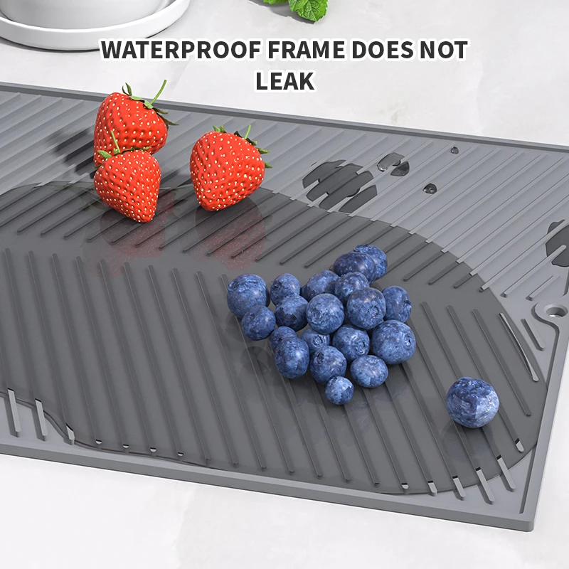 Dish Draining Mat Silicone Dish Draining Mat Kitchen Pans Washing Up Drainer Tray Drying Board Pad Sink Strainers Rack for Bottom of Mat draining