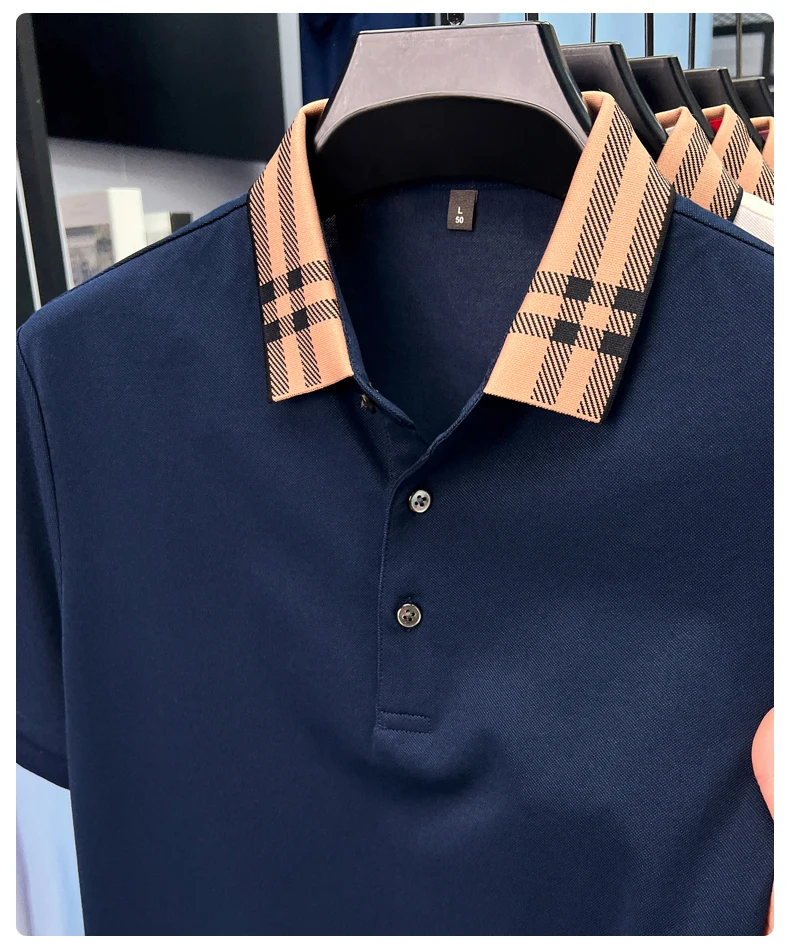 High quality striped lapel short sleeve T-shirt men's summer comfort fashion trend loose casual new breathable luxury polo shirt 21 S76f3d56c920b4d10909c4e45fd3cbe53a