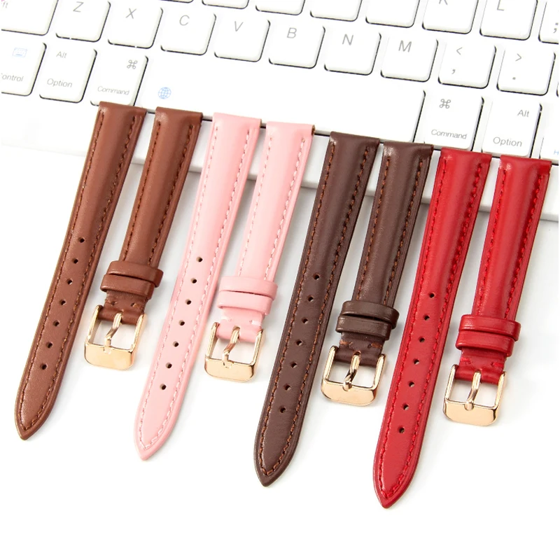 Soft Watch Leather Strap Parts Accessories Green Purple Royal Blue Durable Genuine Leather Band  10mm 12mm 14mm 16mm 18mm-24mm genuine leather watch strap band butterfly clasp watchband 12mm 14mm 16mm 18mm 19mm 20mm 21mm 22mm 23mm 24mm bracelet