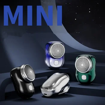 Mini rasoio elettrico da uomo Rasoio elettrico asciutto e bagnato Rasoio elettrico portatile tascabile Strumenti portatili per batterie intelligenti per esterni 1