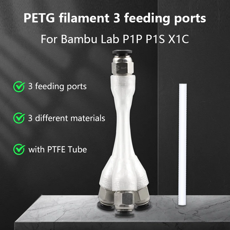 BambuLab 3D 프린터용 공압 커넥터, BambuLab P1P P1S X1C 커넥터, 3 in 1 Bowden 커플러, M10, PC4-10 OD 4mm