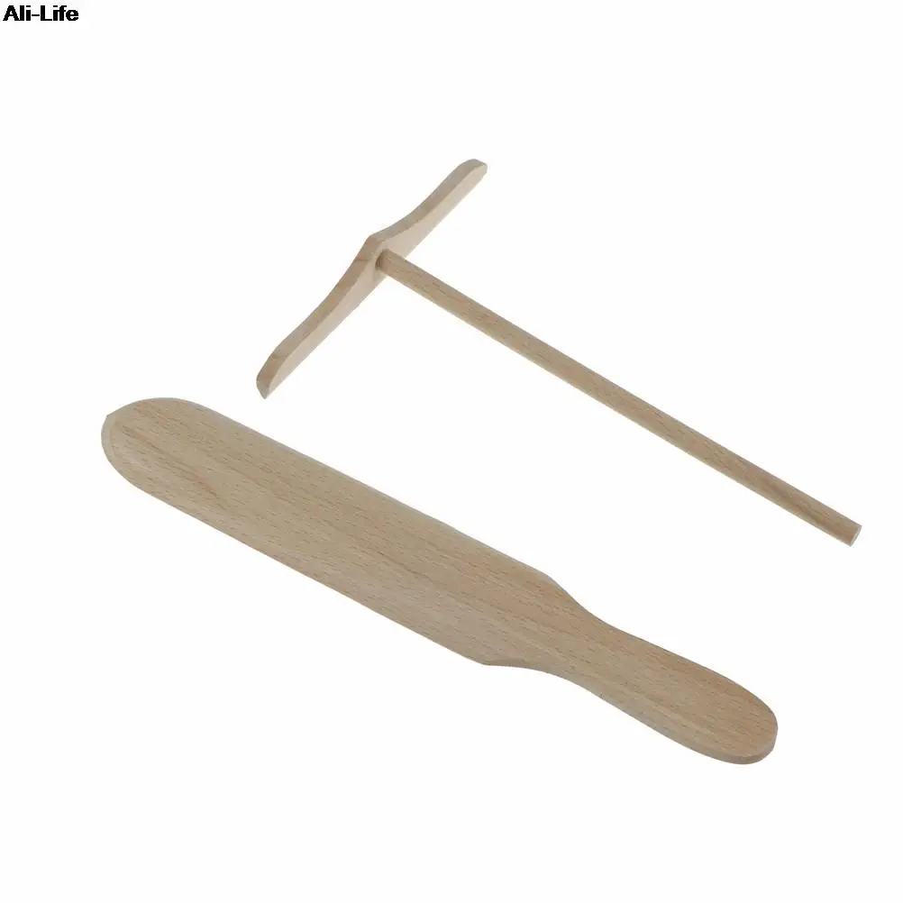 1PCS 2 Styles Wooden Pancake Spreader Crepe Tortilla Rake Batter Spreading Kitchen Utensil pancake tool