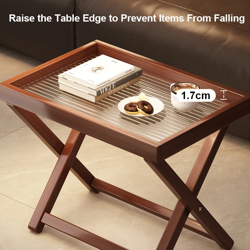 Bamboo Folding Side Table,Durable Tv Tray Bed Table,Small End Table For Living Room, Bedroom, Portable Storage Table
