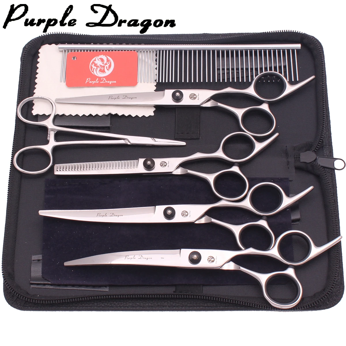 Dog Grooming Scissors Dog Grooming Scissors Kit Pet Grooming Scissors Protector Dog Grooming Scissors Purple Dragon 6" 7" Stainless Pet Beauty Scissors Cutting Thinning Shears Curved Z3001