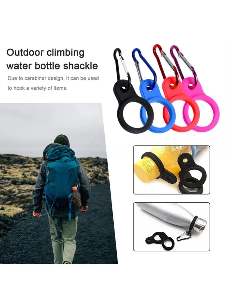 Description Picture 4 of item1PC High Quality Aluminum Sports Kettle Buckle Outdoor Carabiner Water Bottle Holder Rubber Buckles Hook Camping Hiking Tool