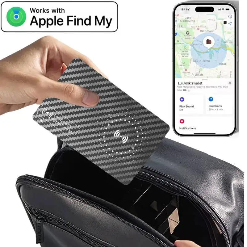 Wallet Tracker Card for Apple iOS System Find My APP Wireless Rechargeable Item Card Finder Anti-Lost Smart Bluetooth GPS Tracker