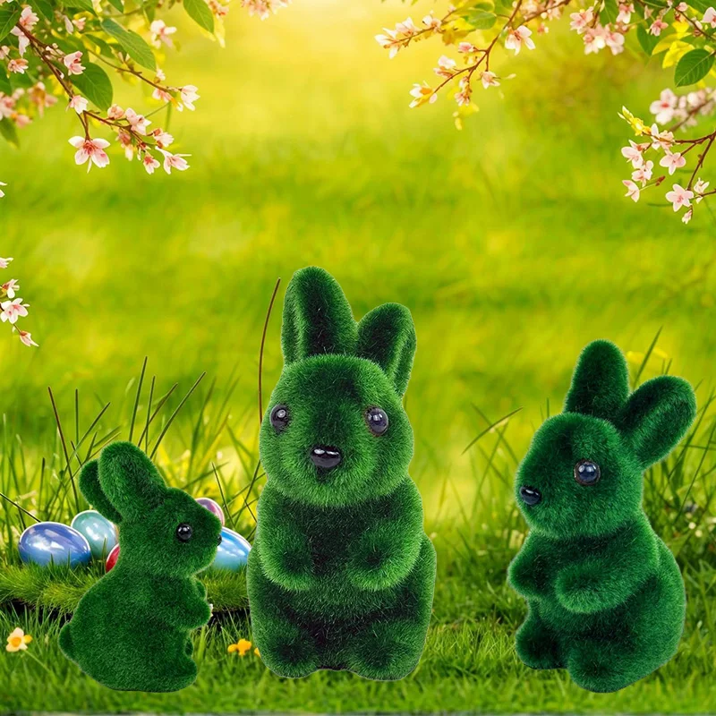Easter Bunny Foam Flocking Simulation Moss Stereoscopic Holiday Decoration for Home Table Garden Party Gardening Ornament