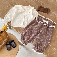 Spring and Autumn New Baby Clothing, 0-3 Year Old Female Baby, Black Ear Edge Doll Neck Top 3