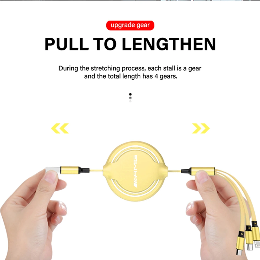 3-In-1 Data Cable Scalable Phone Fast Charging Charger For AMG Logo For Benz W204 W213 W205 W211 W176 Cla Smart 451 W212 W177 3 S76f47548369740d383fba859421604d2U