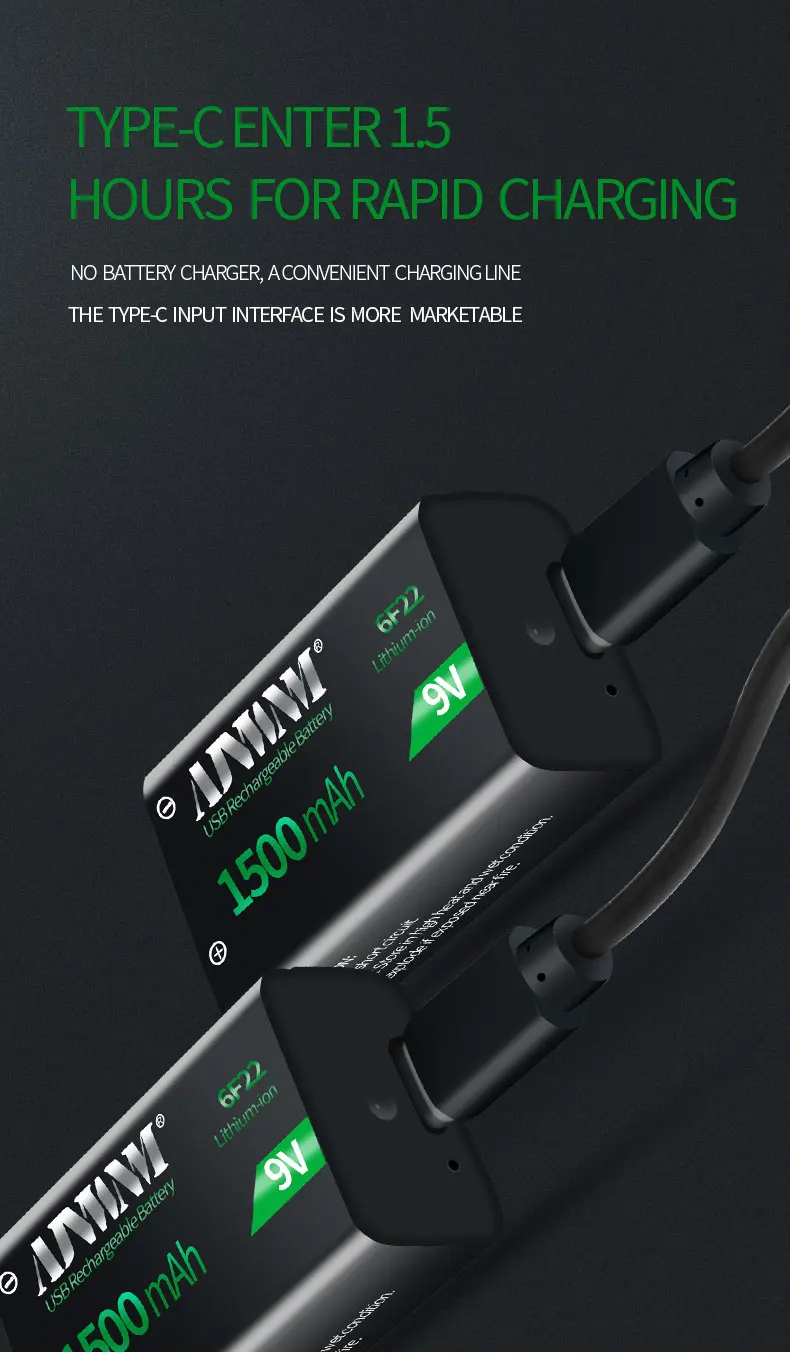 USB, 9 Volt, 1500mAh, 6F22, 9 V,