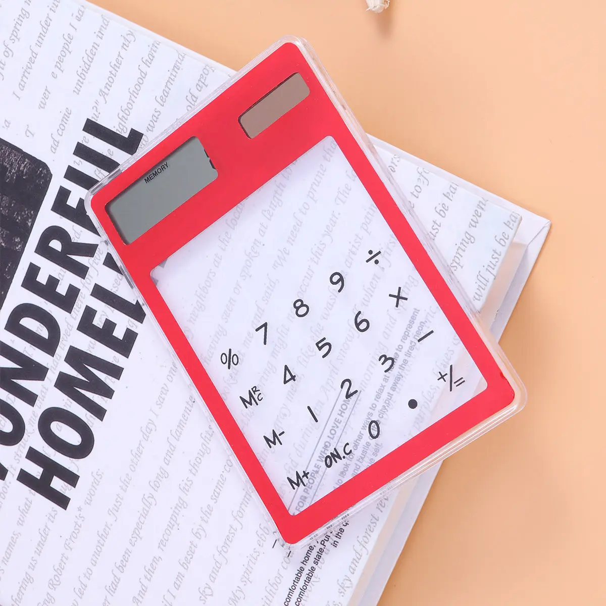 LCD 디스플레이가 있는 초슬림 태양열 계산기 8자리 터치스크린 기능 사무용품 학생용 휴대용 컴팩트