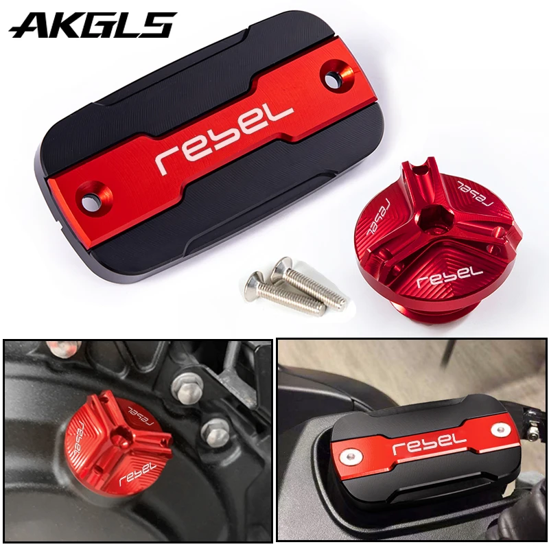 

For HONDA REBEL 1100 500 300 CMX 1100 300 500 Motorcycle Front Brake Fluid Cover and Oil Fill Port Cover Protection Accessories