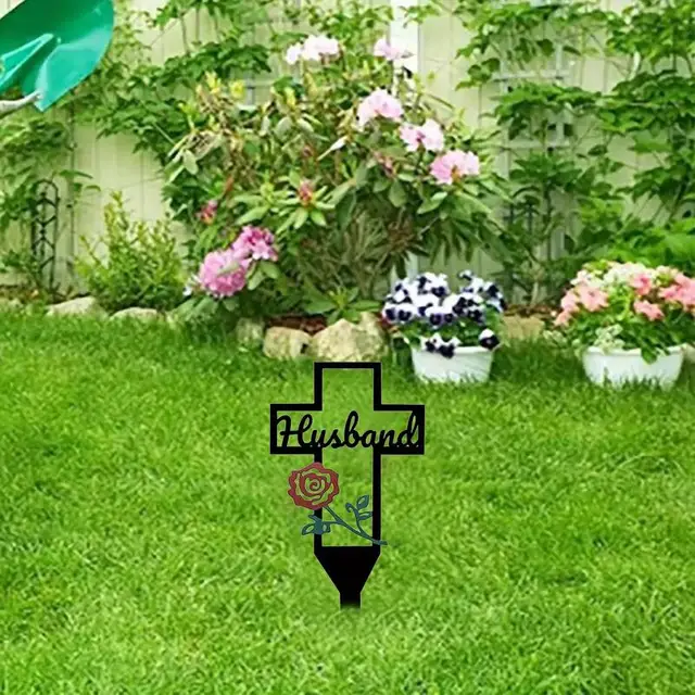 Temető Keresztezett Tét Fém Emlékjel Vörös Rózsa Sírok Dekorációkkal Rövid Sírjelölők A Családoknak - Image 5