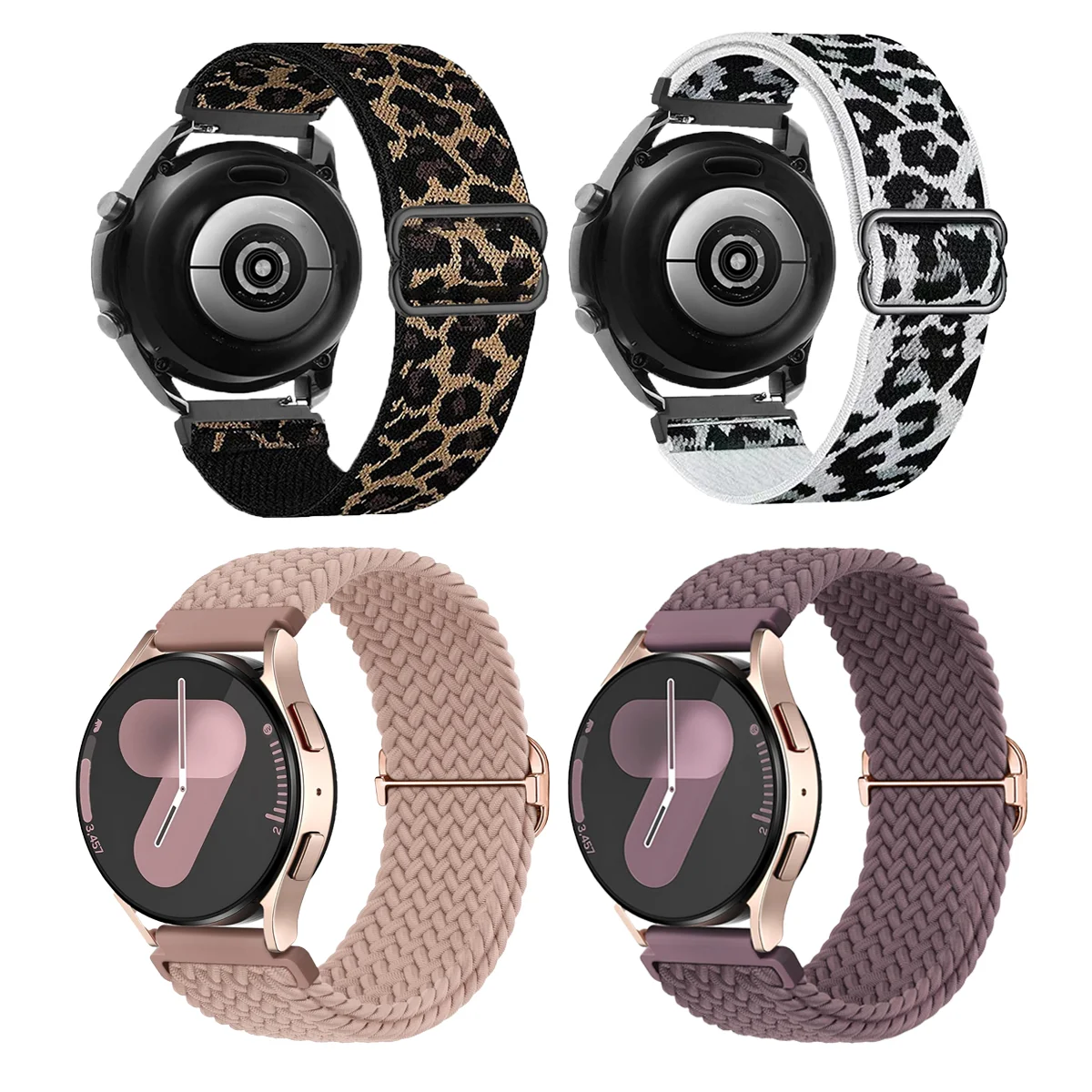 Versatile Nylon Braided Elastic Watch Strap - 4 Pack (18/20/22mm)