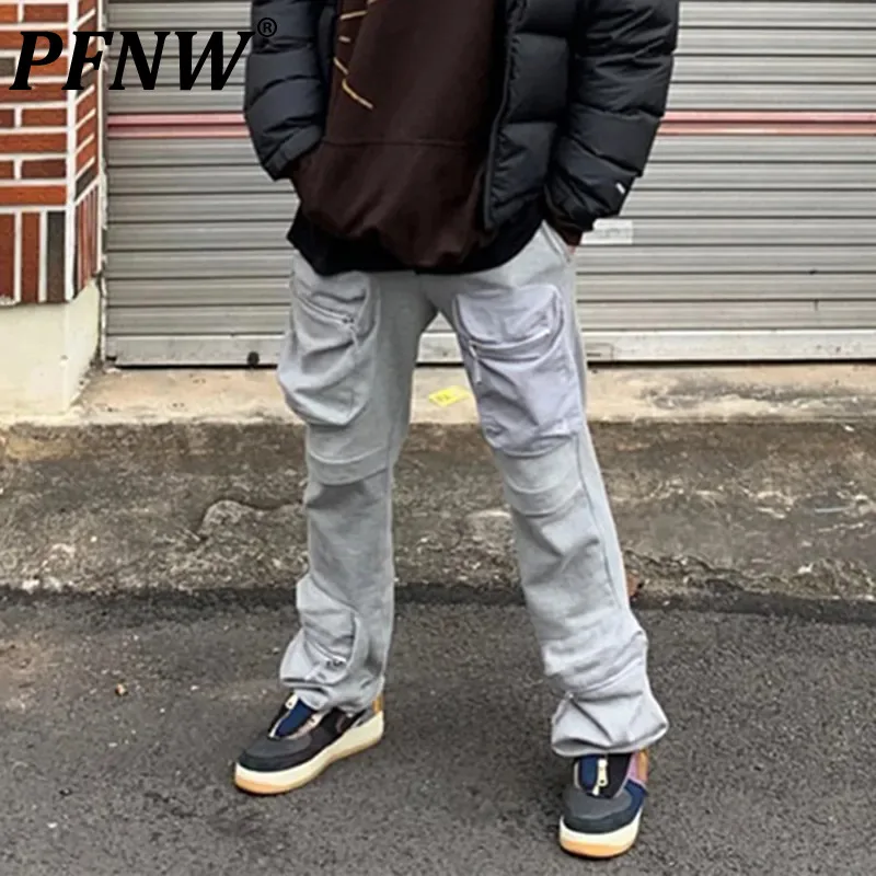 

PFNW Multi Pockets Drawstring Men's Sweatpants Solid Color High Street Hip Hop Male Casual Trousers 2023 Autumn Chic New 28W1700
