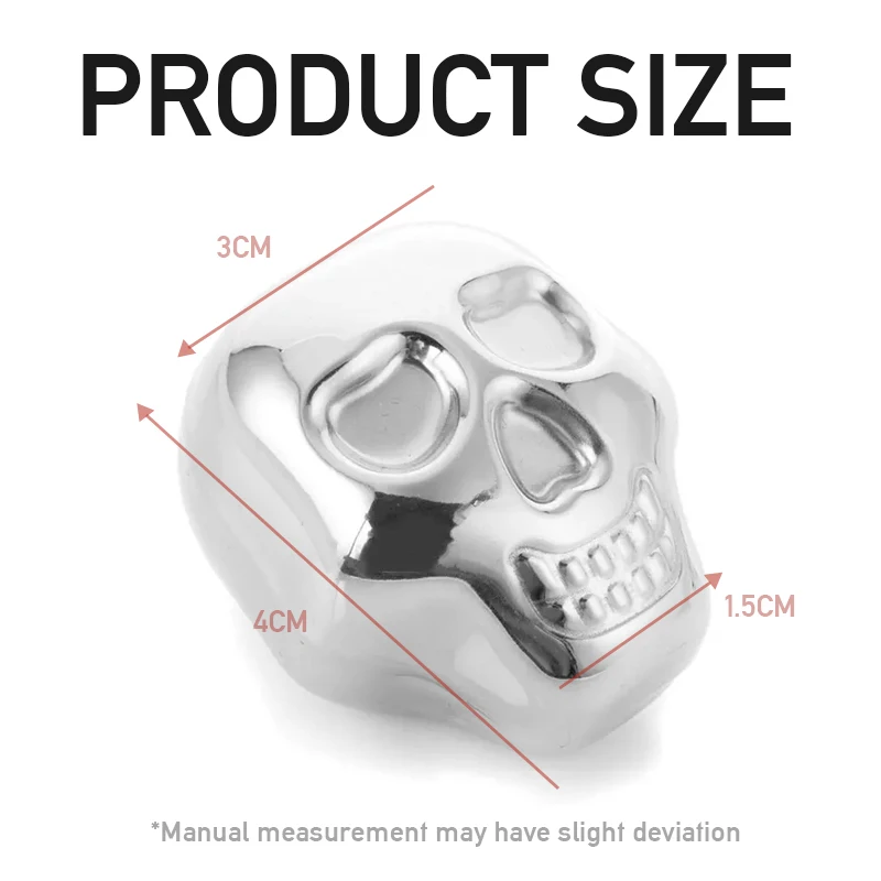 Stainless Steel Skull Ice Cube Drink Beer Cooler 5pcs for Bar Cocktails Cooling Whiskey Stone Household Party Freezing Ice Cube