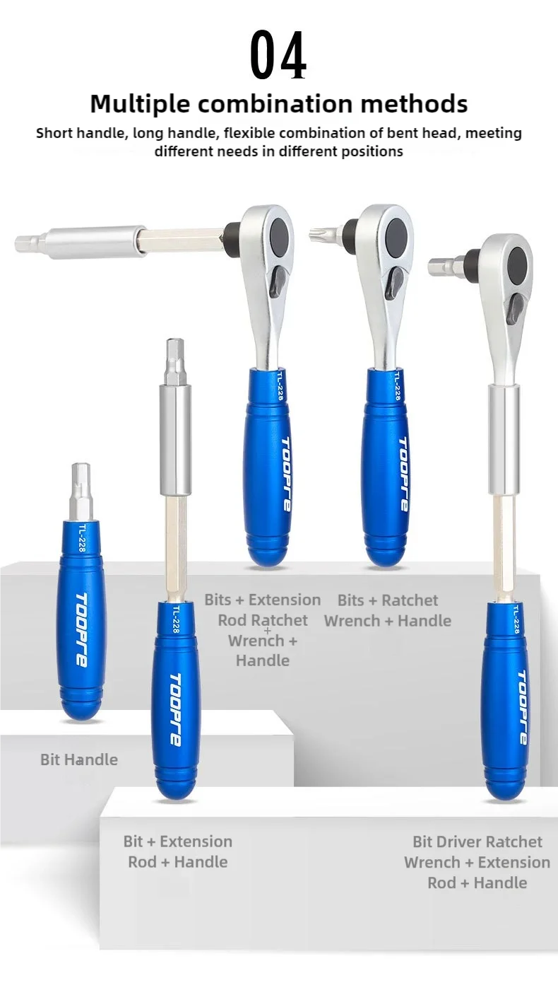 TOOPRE Fahrrad Mini Ratsche Set Tragbare Multi Funktionale Reparatur Kit Fahrrad Reifen Schlüssel Reifen Reifen Patch Reparatur Werkzeuge – Detail 9